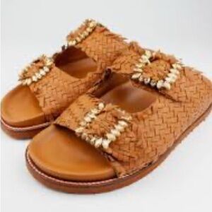 Brown Sandals with Gold Accents